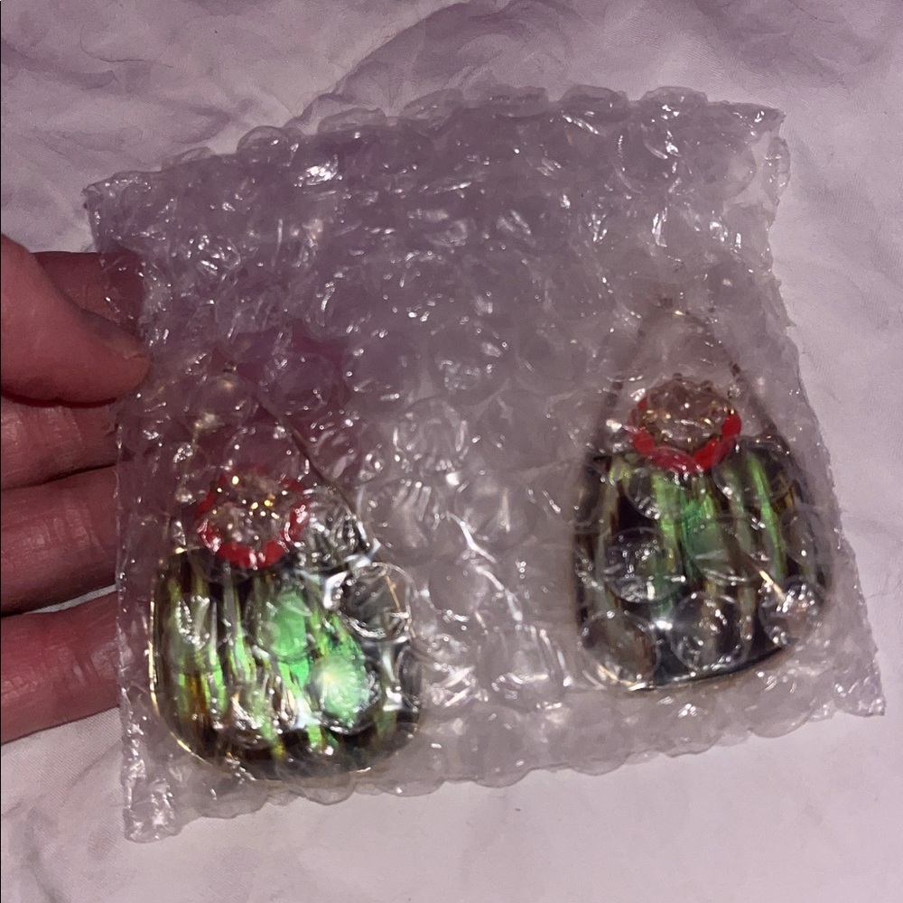 RARE Alexis Bittar Lucite Teardrop Gold Earrings - Picture 10 of 11